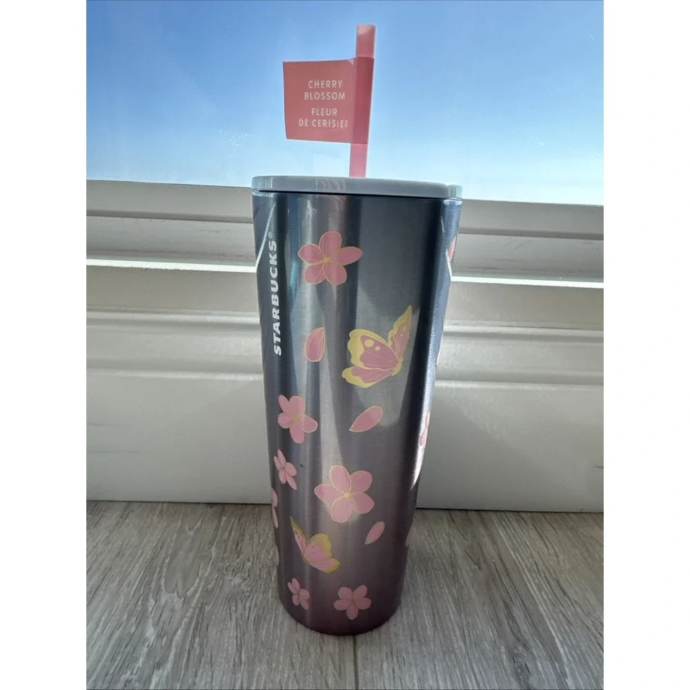 STARBUCKS CHERRY BLOSSOM SPRING 2025 METAL TUMBLER‎ 24FL. OZ.